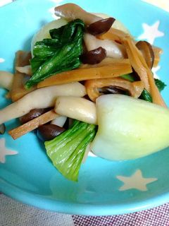 メンマ・チンゲン菜・しめじの炒め-レシピのメイン写真