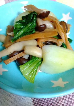 メンマ・チンゲン菜・しめじの炒め-レシピのメイン写真