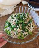 作り置きに！春菊ともやしの塩糀ゴマ酢和え