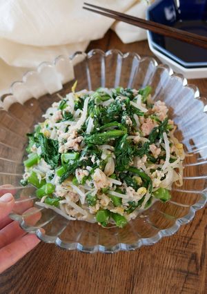 作り置きに!春菊ともやしの塩糀ゴマ酢和え-レシピのメイン写真