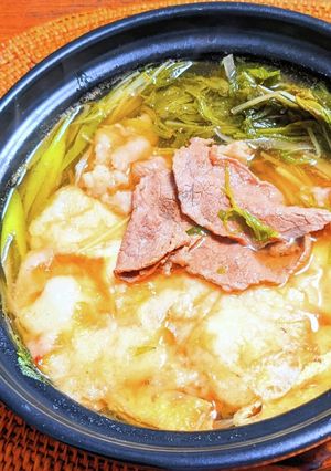 餅入り牛肉と水菜のはりはり鍋-レシピのメイン写真