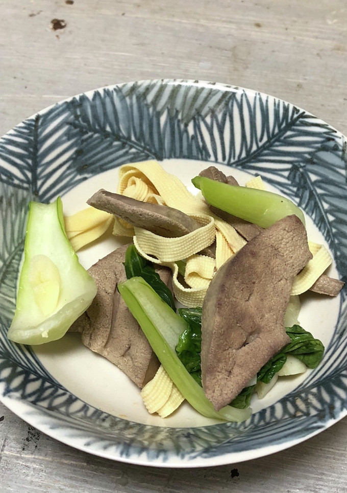 レバーとちんげん菜と豆腐皮の塩煮-レシピのメイン写真