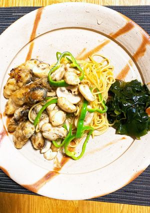 日生の牡蠣と牛窓のマッシュルームのパスタ-レシピのメイン写真