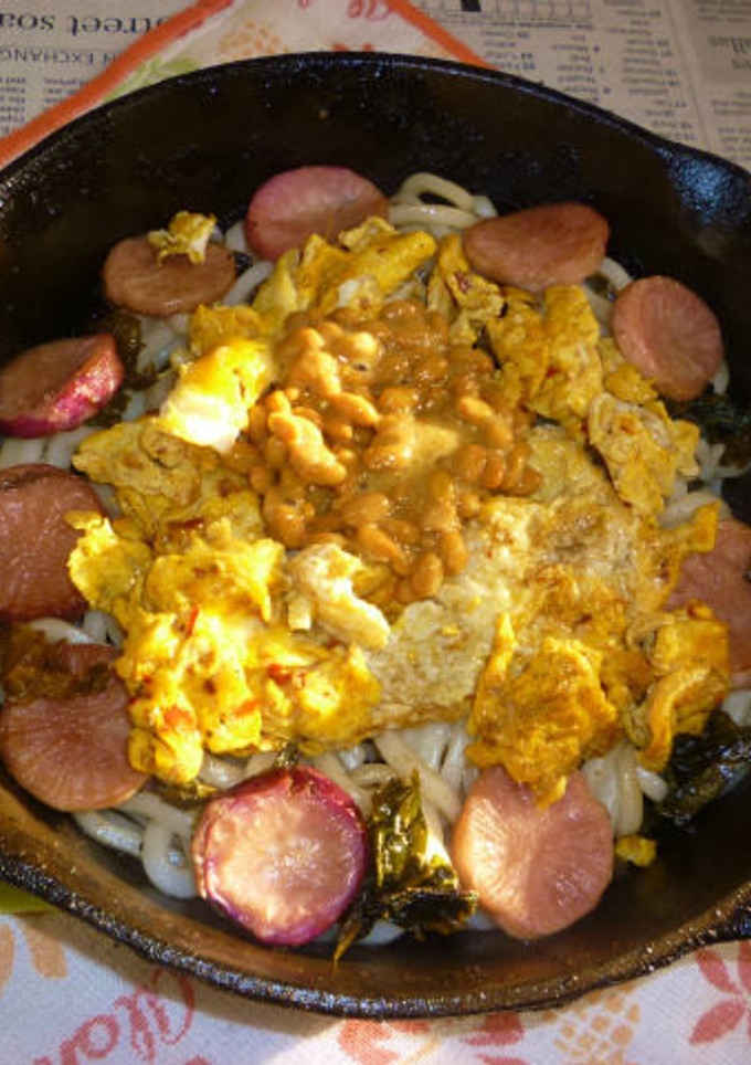イシスキで日野菜漬け＆炒り卵の焼きうどん-レシピのメイン写真
