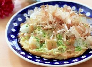 お餅１個でキャベツたっぷりお好み焼き-レシピのメイン写真