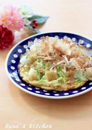 お餅１個でキャベツたっぷりお好み焼き-レシピのメイン写真