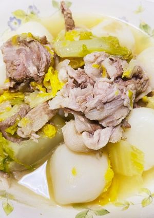 【簡単】豚バラと白菜とコンニャクの蒸し物-レシピのメイン写真