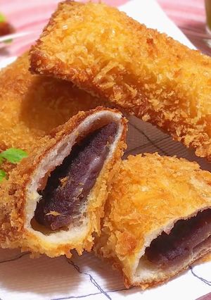 サンドイッチパンで餅入揚あんぱん＊時々莓-レシピのメイン写真