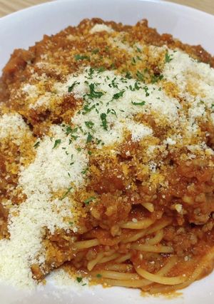フライパンひとつdeミートソースパスタ-レシピのメイン写真