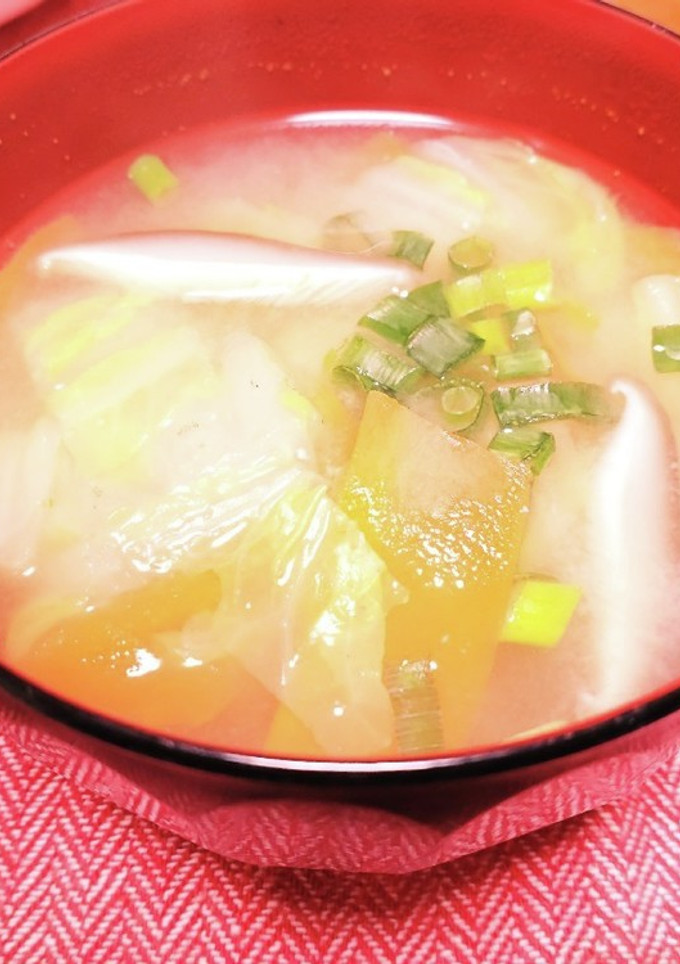 白菜と椎茸と人参のお味噌汁-レシピのメイン写真