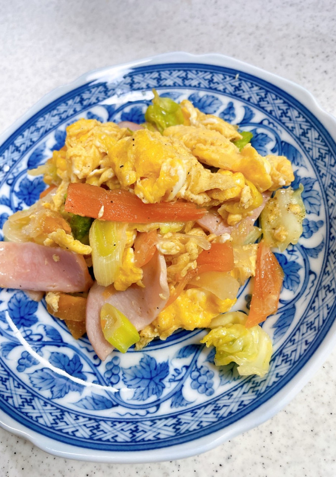 ハムと野菜の簡単卵炒め-レシピのメイン写真