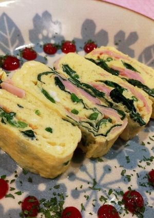 ほうれん草とハムのキッシュ風だし巻き-レシピのメイン写真