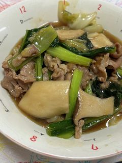 豚肉と白菜と小松菜とキノコの炒め物-レシピのメイン写真