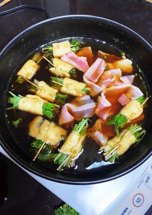 うまカンタン！油揚げと水菜の鍋-レシピのメイン写真