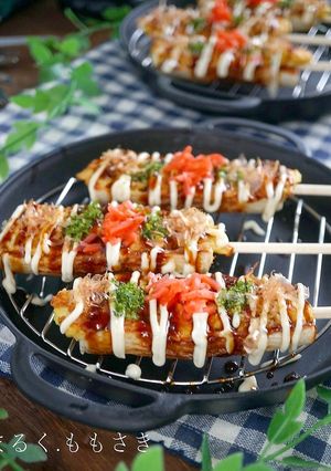 ちくわの器でスティックお好み焼き♪-レシピのメイン写真