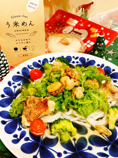 赤尾ホタテわさび菜のさっぱりサラダうどん-レシピのメイン写真