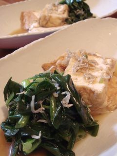 菊菜(春菊)と九条ねぎと厚揚げの重ね煮-レシピのメイン写真