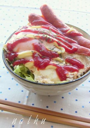 5分で★半熟卵とウインナーのおかかご飯-レシピのメイン写真