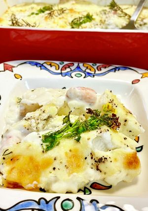 ほっくり☆蟹と長芋長葱の冬の絶品グラタン-レシピのメイン写真