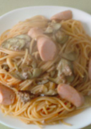 おさかなソーセージ入りミートソースパスタ-レシピのメイン写真