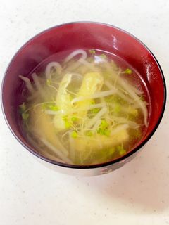 もやし 油揚げブロッコリーの新芽 味噌汁-レシピのメイン写真