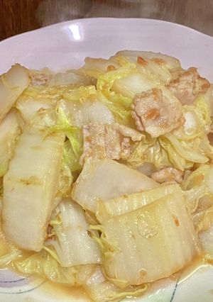 白菜と豚バラ肉の梅肉炒め-レシピのメイン写真