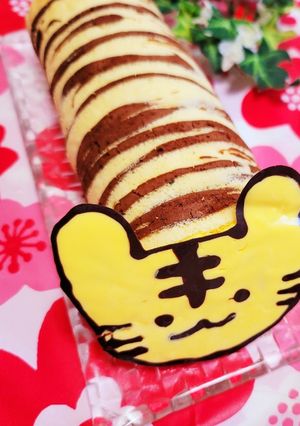 寅年・節分に♪寅(虎)ロールケーキ-レシピのメイン写真