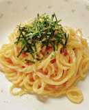 市販のパスタソースでたらこクリームパスタ