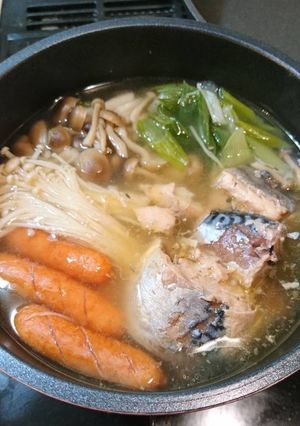 簡単！めちゃうま♪サバ缶と長ねぎの生姜鍋-レシピのメイン写真