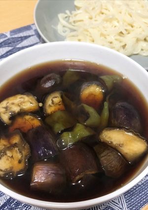 ナスと甘シシトウのつけ汁うどん-レシピのメイン写真