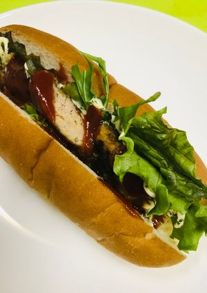 調理パン●手ごねハンバーグサンド-レシピのメイン写真