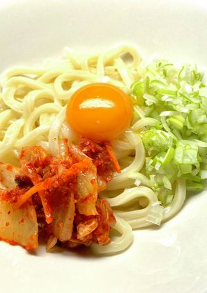 釜玉バターキムチうどん-レシピのメイン写真