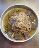 こんにゃくとえのきと蓮根の煮物