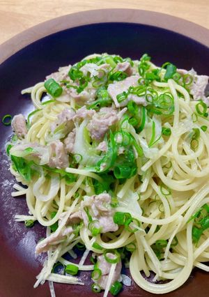 白だしで！豚こまと葱の和風パスタ！-レシピのメイン写真