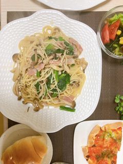 ベーコンときのことほうれん草の和風パスタ-レシピのメイン写真