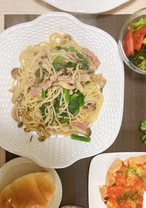 ベーコンときのことほうれん草の和風パスタ-レシピのメイン写真