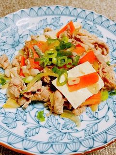 【疲労回復!】豚肉と豆腐のガーリック炒め-レシピのメイン写真