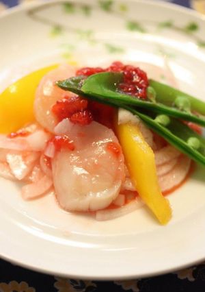 ホタテと春野菜のサラダ・苺ドレッシング-レシピのメイン写真