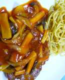 やわらか豚肉のケチャップ煮☆パスタ添え