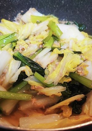 白菜と小松菜のシーチキン煮-レシピのメイン写真