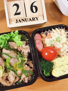 豚こまのネギ塩炒め弁当 22/1.26-レシピのメイン写真