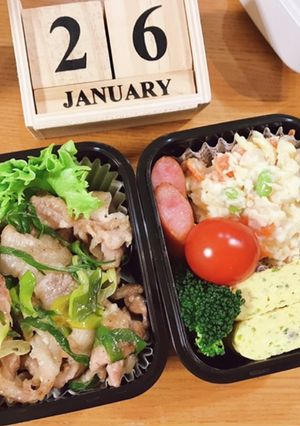 豚こまのネギ塩炒め弁当 22/1.26-レシピのメイン写真