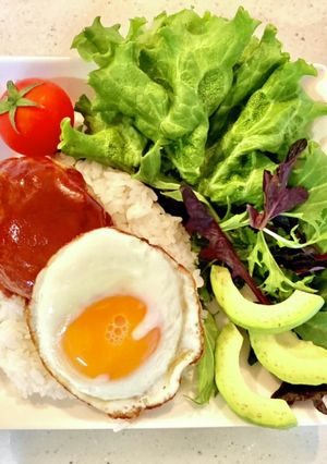柔らか♡豆腐ハンバーグロコモコプレート♡-レシピのメイン写真