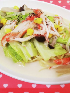 カニカマとキャベツのミルクスープパスタ♪-レシピのメイン写真