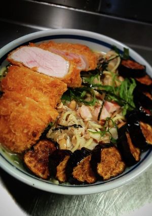 厚切り豚カツ入り納豆パスタ@≧↺≦@)❩-レシピのメイン写真