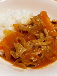 ルー不使用!豚肉で簡単トマトハヤシライス-レシピのメイン写真