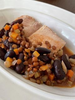 低温調理の塩豚と豆の煮込み-レシピのメイン写真