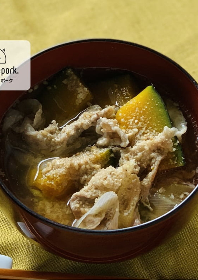 具沢山♪かぼちゃと豚肉のごま風味みそ汁-レシピのメイン写真