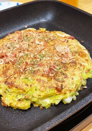 山芋なし!もちふわモリンガ入りお好み焼き-レシピのメイン写真