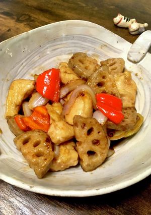 コクが決め手！鶏胸肉とレンコンの黒酢炒め-レシピのメイン写真